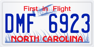 NC license plate DMF6923