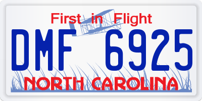 NC license plate DMF6925