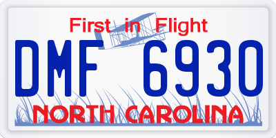 NC license plate DMF6930