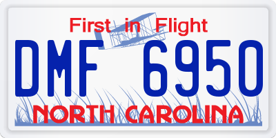 NC license plate DMF6950
