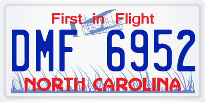 NC license plate DMF6952