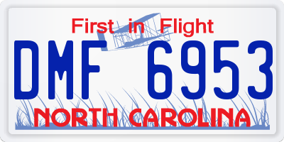 NC license plate DMF6953