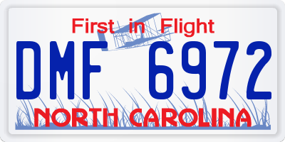 NC license plate DMF6972