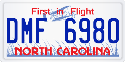 NC license plate DMF6980