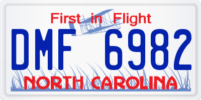 NC license plate DMF6982