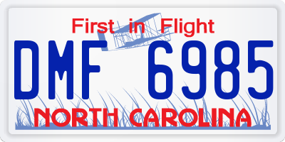 NC license plate DMF6985