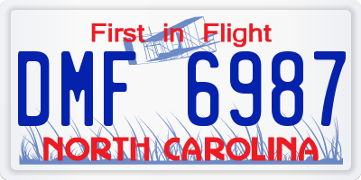 NC license plate DMF6987