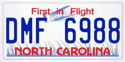 NC license plate DMF6988
