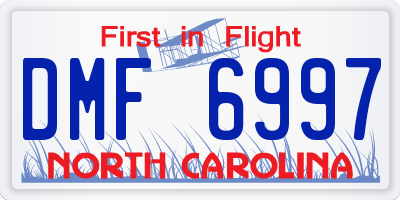 NC license plate DMF6997