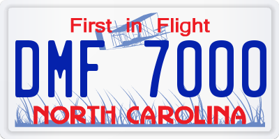 NC license plate DMF7000