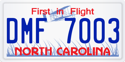 NC license plate DMF7003
