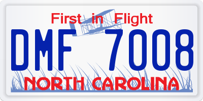 NC license plate DMF7008
