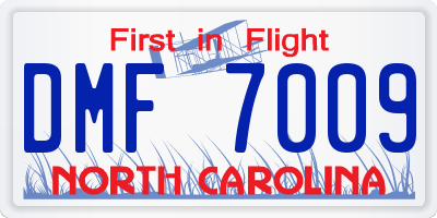 NC license plate DMF7009