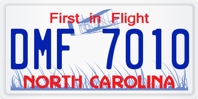 NC license plate DMF7010