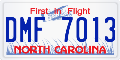 NC license plate DMF7013