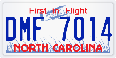 NC license plate DMF7014