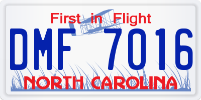 NC license plate DMF7016