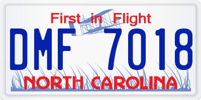 NC license plate DMF7018