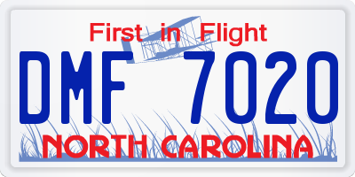 NC license plate DMF7020
