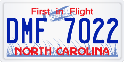 NC license plate DMF7022