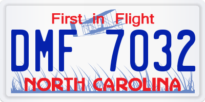NC license plate DMF7032