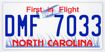 NC license plate DMF7033