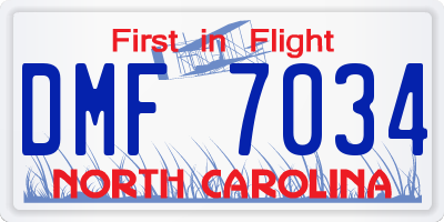 NC license plate DMF7034