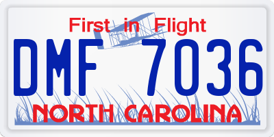 NC license plate DMF7036