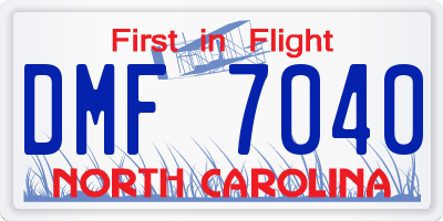 NC license plate DMF7040