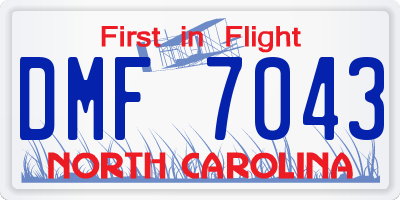 NC license plate DMF7043