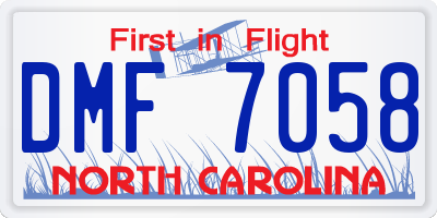 NC license plate DMF7058