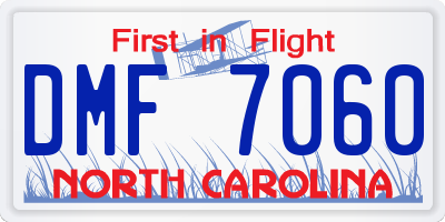 NC license plate DMF7060