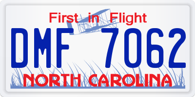 NC license plate DMF7062