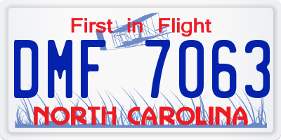 NC license plate DMF7063