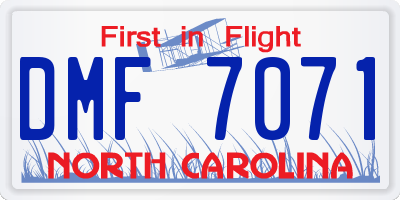 NC license plate DMF7071