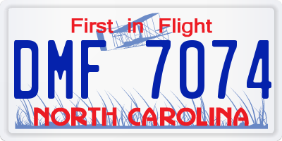 NC license plate DMF7074