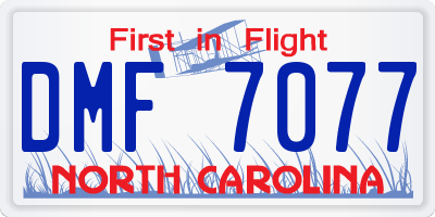 NC license plate DMF7077