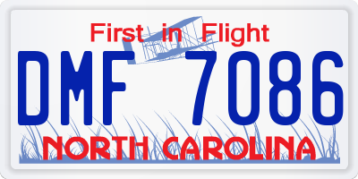 NC license plate DMF7086