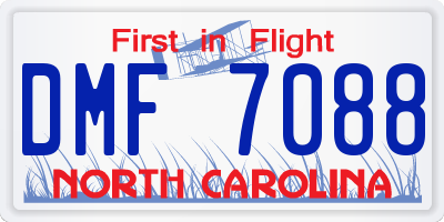 NC license plate DMF7088