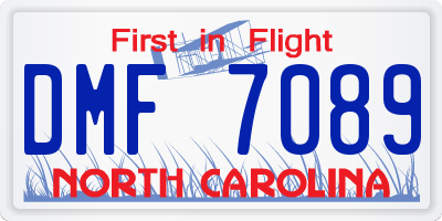 NC license plate DMF7089