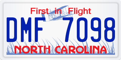 NC license plate DMF7098