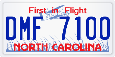 NC license plate DMF7100