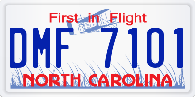 NC license plate DMF7101
