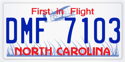 NC license plate DMF7103
