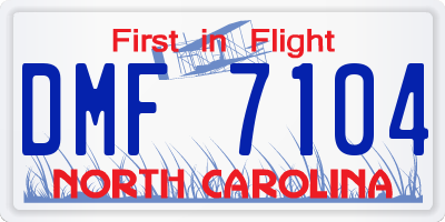 NC license plate DMF7104