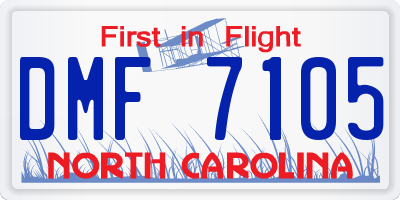 NC license plate DMF7105