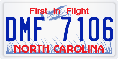 NC license plate DMF7106