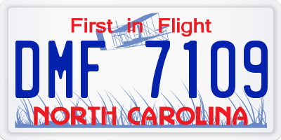 NC license plate DMF7109
