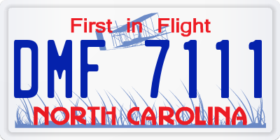 NC license plate DMF7111