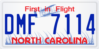 NC license plate DMF7114
